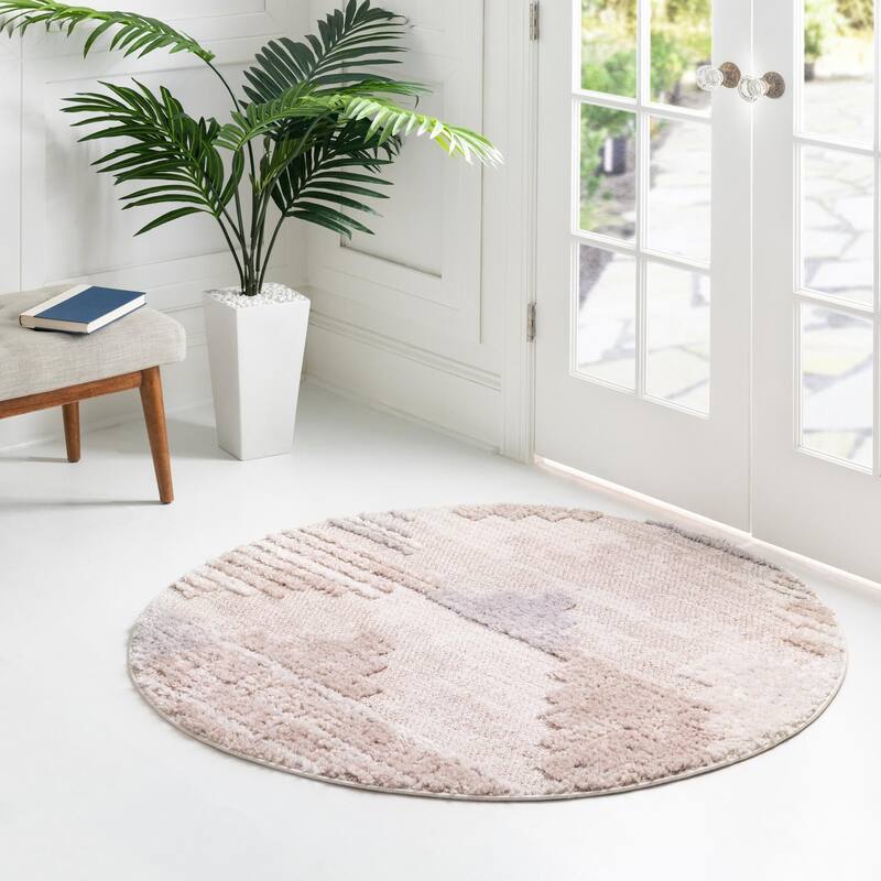 Contemporary Prudence Collection Area Rug - Sand - 7' Round