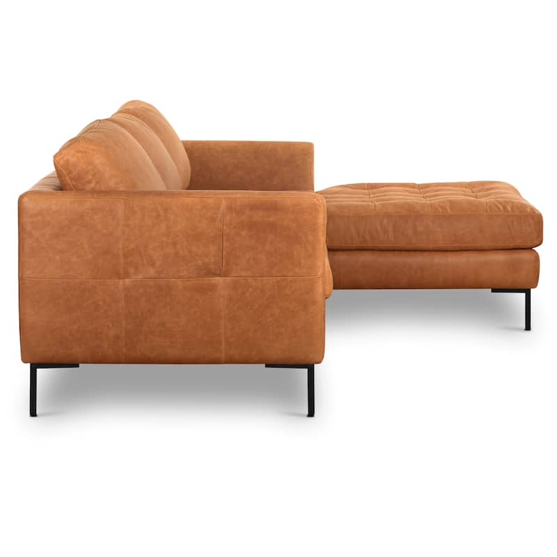 Poly & Bark Calle 114" Right-Facing Sectional - Full Grain Genuine Italian Leather