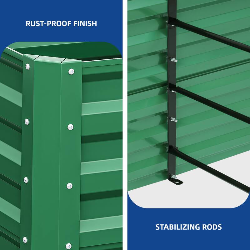 Moasis Outdoor Metal Raised Garden Bed with Gloves