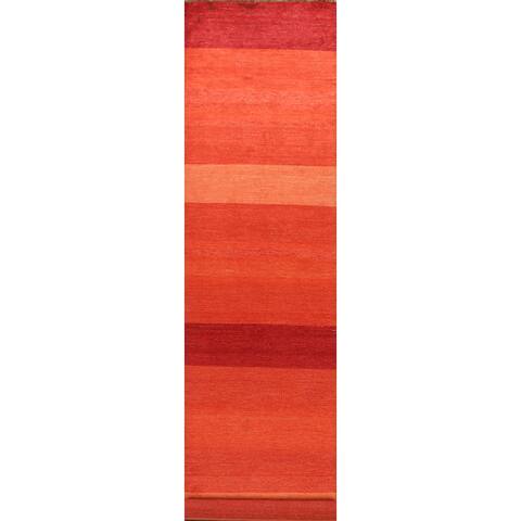 Modern Gabbeh Kashkoli Staircase Runner Rug Hand-knotted Wool Carpet - 3'2" x 15'6"