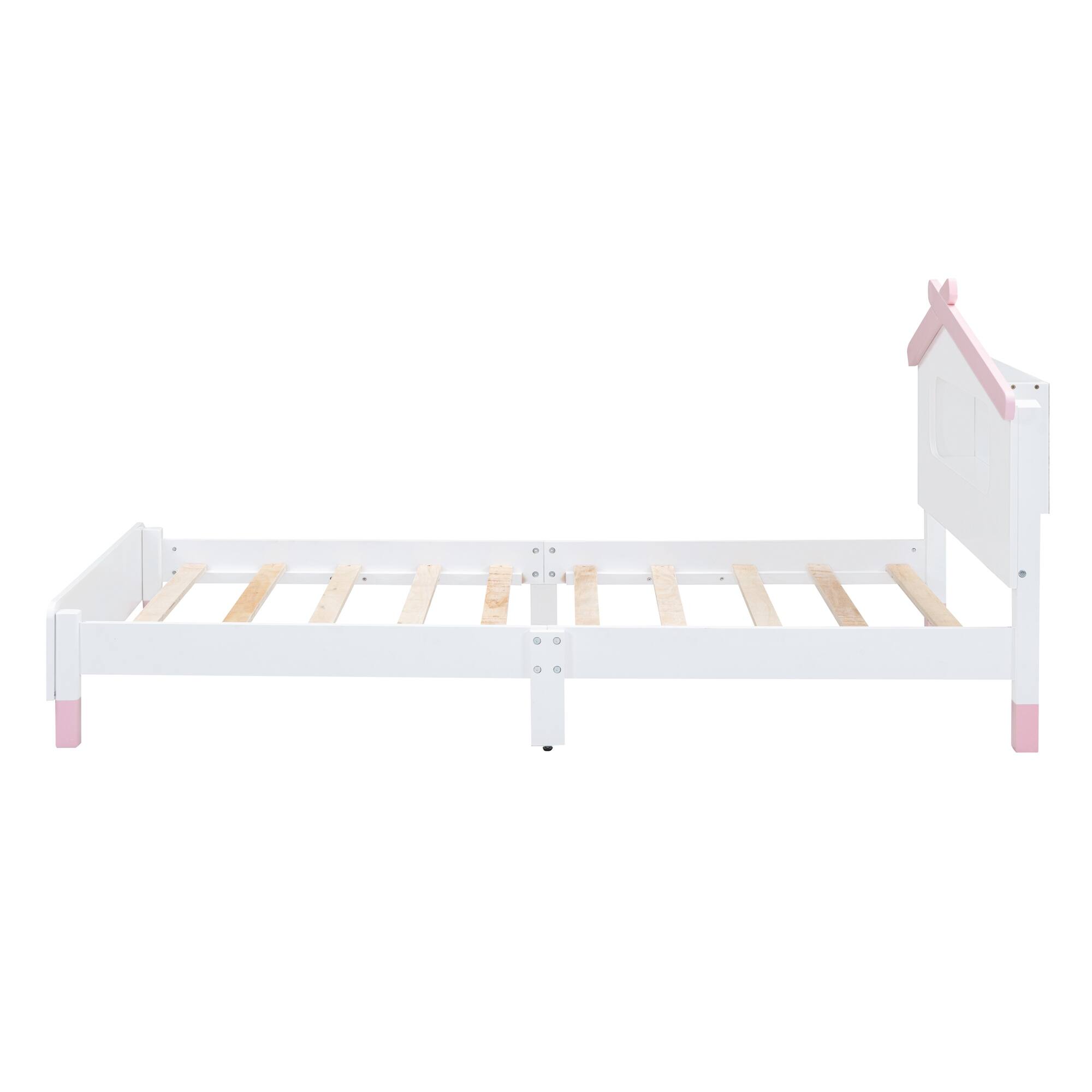 Twin Size Wood Platform Bed with Houseshaped Headboard and Motion
