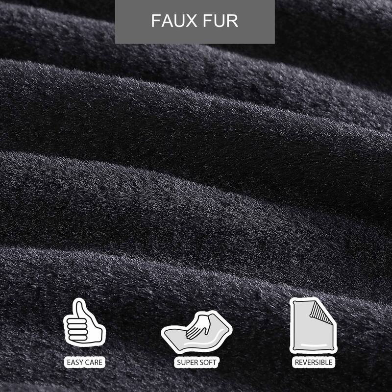 City Scene Faux Fur Solid Black Throw Blanket
