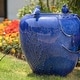 preview thumbnail 20 of 22, Glitzhome 20-Inch Red/ Blue Two Birds Embossed Pattern LED Ceramic Pot Fountain