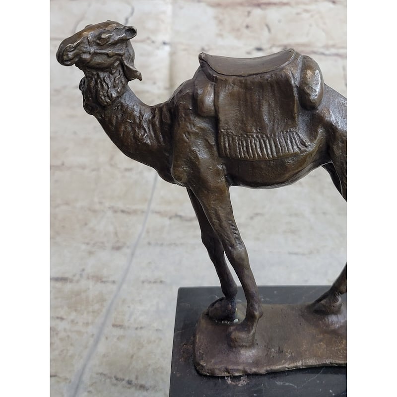 Camel Take A Journey Desert Bronze Figurine Sculpture Art Deco Marble Base Milo