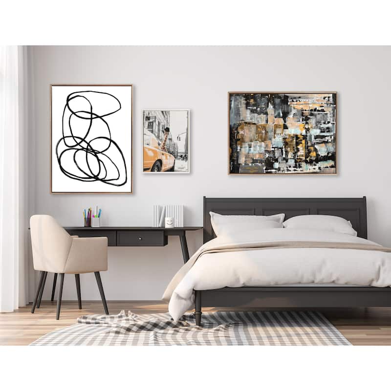 Kate and Laurel Sylvie Beaded Ring of Light Framed Canvas by Nikki Chu
