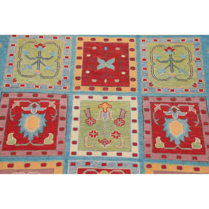 Garden Design Blue Kazak Accent Rug Handmade Wool Carpet - 4'1" x 6'0"
