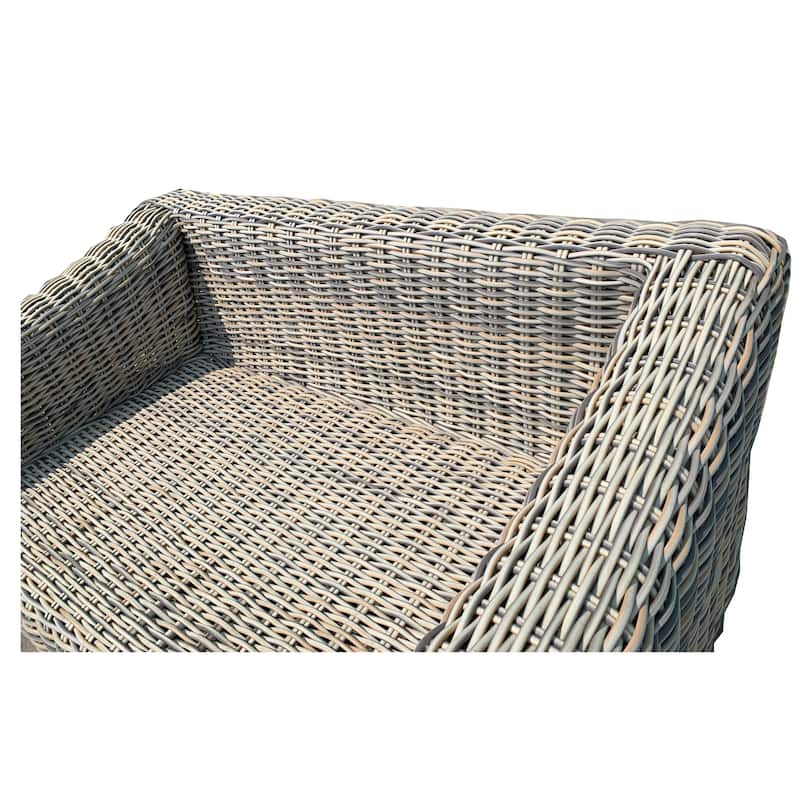 Teva Patio Furniture Hawaii Three-Tone Wicker Gray/Off White/Beige Arm Chair with Cushion