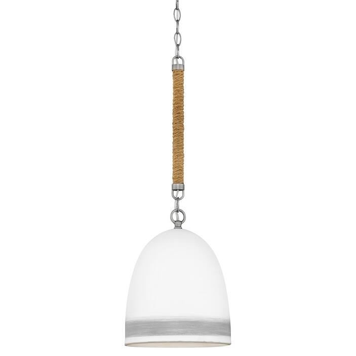 Hinkley Lighting Nash Single Light 10" Wide Pendant with Ceramic Shade - Antique Nickel / Grey Stripe