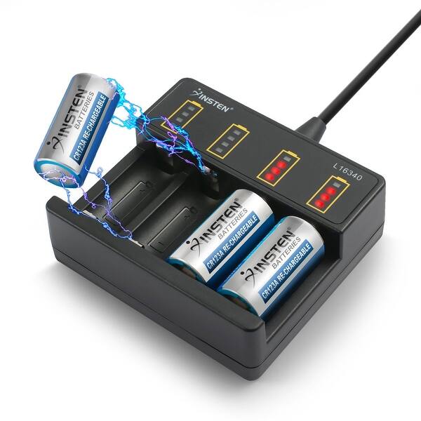 Shop Insten 4 Slot Usb Charger Of Rechargeable Lithium Battery Cr123a Rcr123 16340 For Battery Of Netgear Arlo Security Camera Overstock 31707314