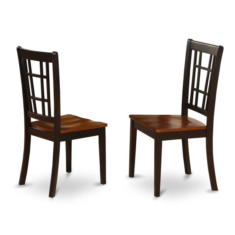 HomeStock 6-Piece Square Black & Cherry Finish Solid Wood Top dining Table with 1-Bench and 4-Chairs with Lattice Back