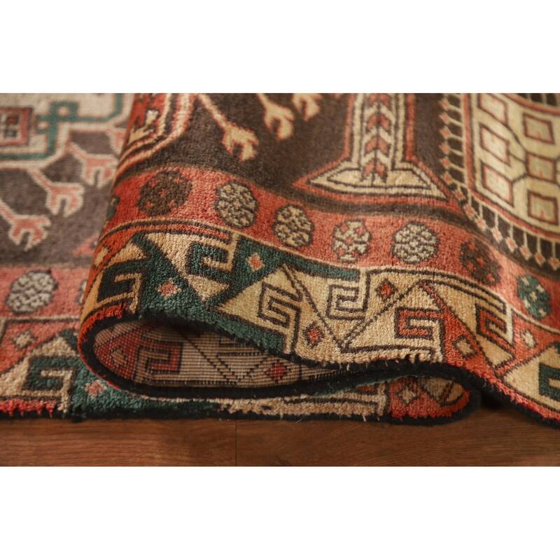 Ardebil Persian Vintage Runner Rug Hand-Knotted Wool Carpet - 3'7"x 10'7"