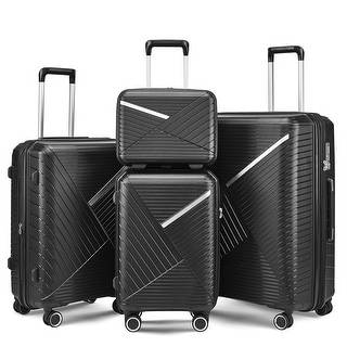 Set 4 Hardshell PP Expandable Lightweight Suitcase with Spinner Wheels ...