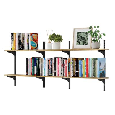 Wallniture Turin 60" Wall Mounted Shelves with Adjustable Brackets, Floating Bookhelves for Office & Living Room, 2,3 or 4 Tier