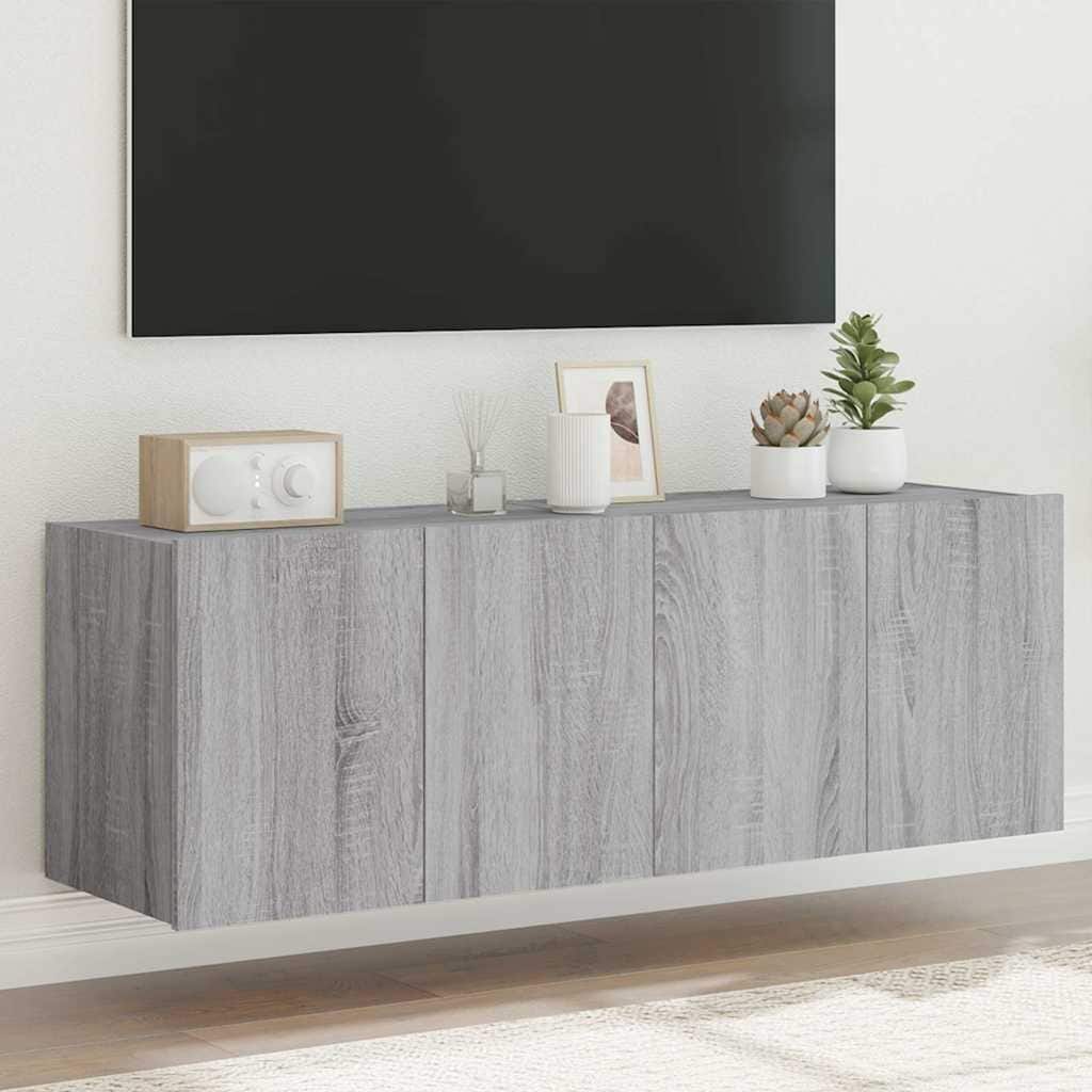 vidaXL TV Wall Cabinet Set of 2 Grey Sonoma Engineered Wood Medium - 13.8 x 47.2 x 16.1 in
