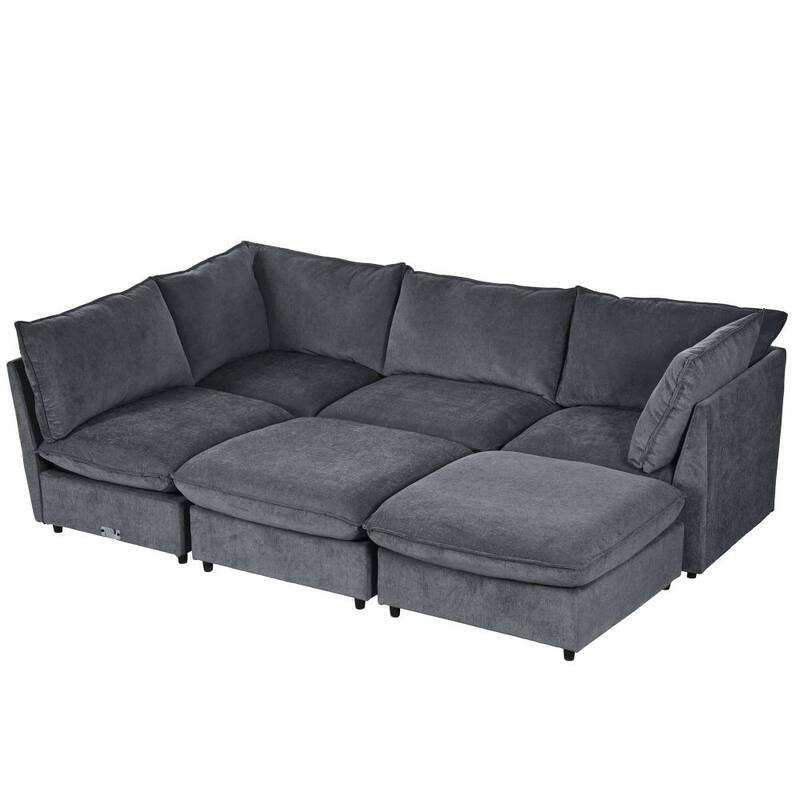 Modern Large U-Shape Sectional Sofa, 2 Large Chaise with Removable Ottomans