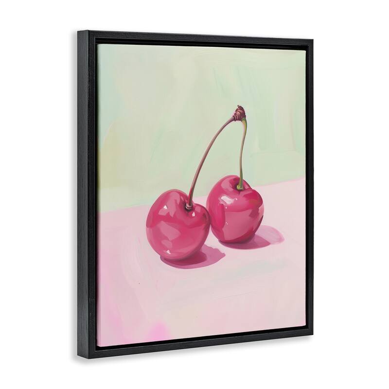 Stupell Luminous Cherries Still Life Framed Floater Canvas Wall Art Design By Arlington Prints