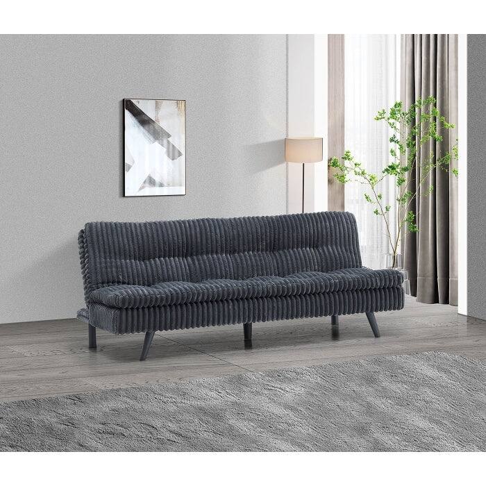 Modern Corduroy Futon Sofa Bed with Plush Tufted Pillow Top, Convertible Living Room Sofa Bed - Dark Grey