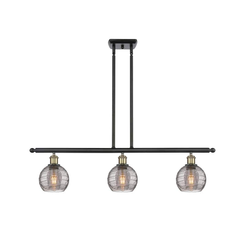 Innovations Lighting 516-3I 9 36 Athens Deco Swirl Chandelier Athens - Black Antique Brass / Light Smoke Deco Swirl