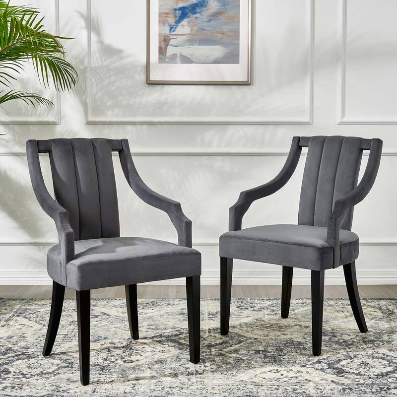 Virtue Performance Velvet Dining Chairs - Set of 2 - Gray