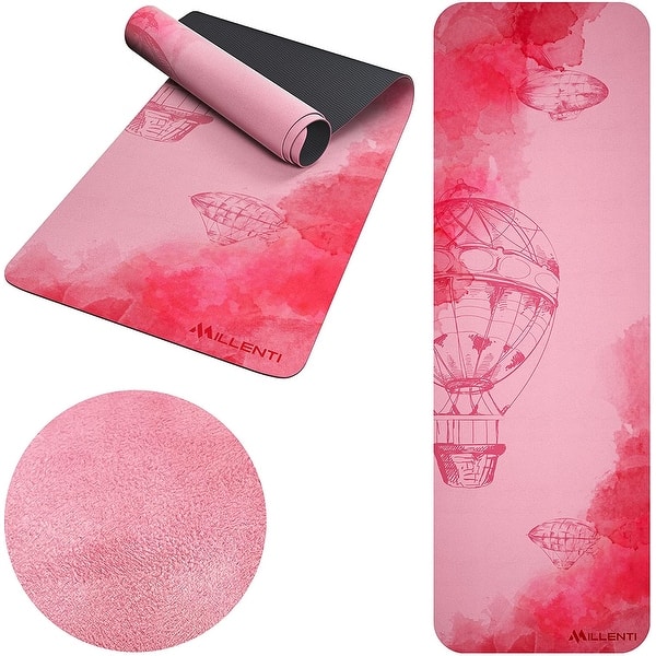 slide 2 of 49, Millenti Yoga Mat, 6mm Thick Suede & TPE Texture Material Journey Pink