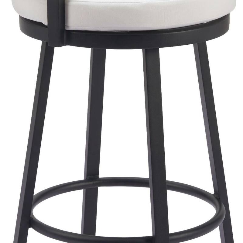 HomeRoots 31" Black Natural and White Aluminum And Faux Rattan Swivel Bar Height Bar Chair