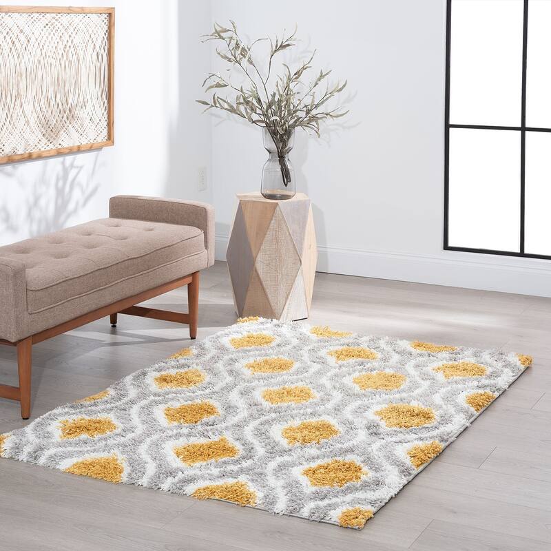 Upscale Shag Modern & Contemporary Geometric Indoor Area Rug