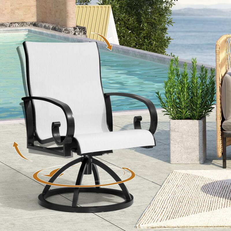 Pellebant Outdoor Aluminum Patio Swivel Dining Chairs Sunbrella