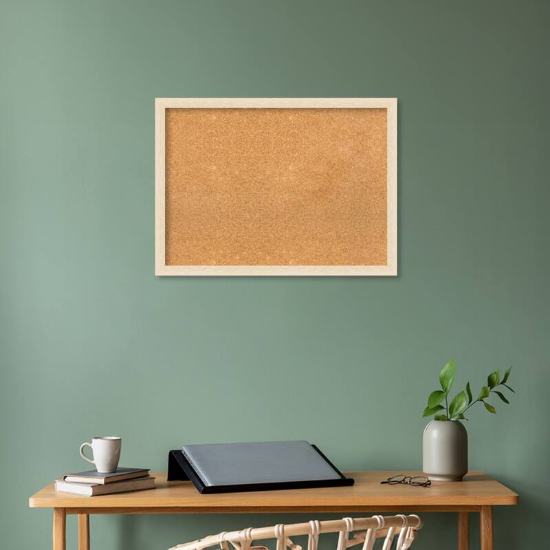 Woodgrain Stripe Wood Framed Natural Corkboard Bulletin Board