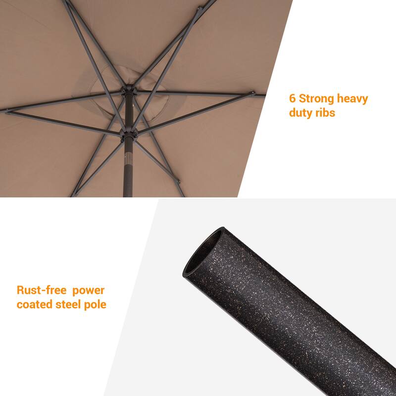 BONOSUKI Patio Rectangular Market Umbrella with Tilt and Crank