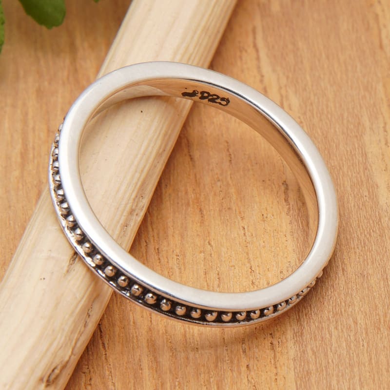 Novica Handmade Indonesia Dots Sterling Silver Band Ring