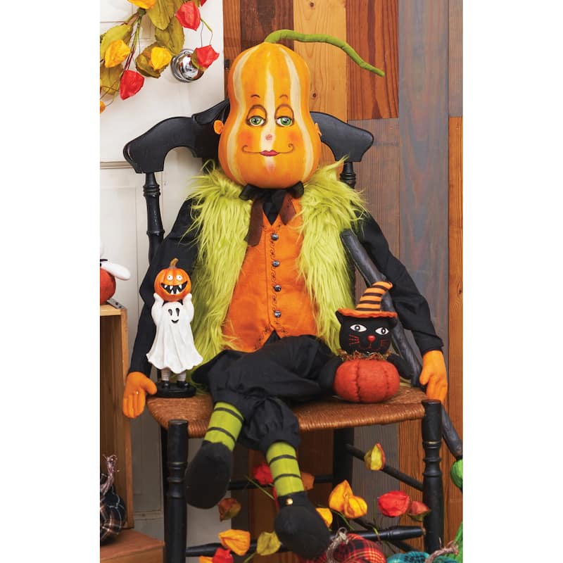 Blue & Khaki Large Pumpkin Figurine