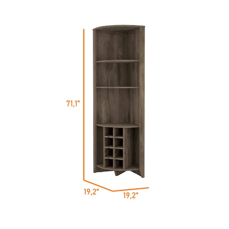 Morgana 8-Bottle 5-Shelf Corner Bar Cabinet