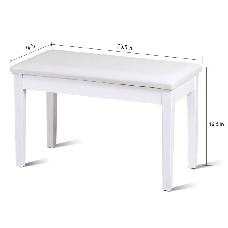 Costway Solid Wood PU Leather Piano Bench Padded Double Duet Keyboard