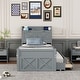 preview thumbnail 3 of 10, Twin Size Bed Frame, Storage Headboard, Outlets,Trundle,3 Drawers,Gray