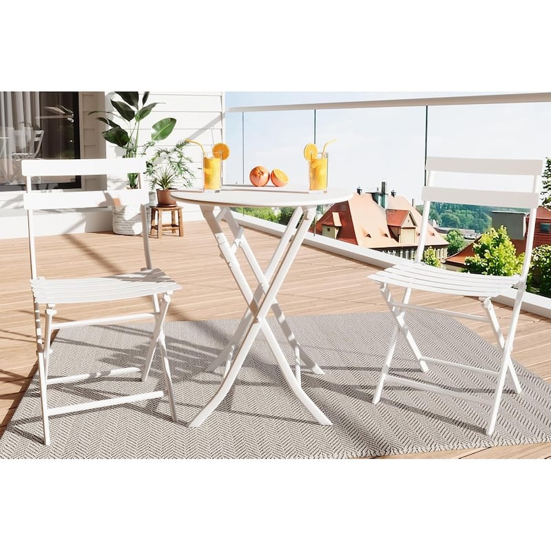3-Piece Patio Bistro Set Folding Bistro Table and 2 Chairs