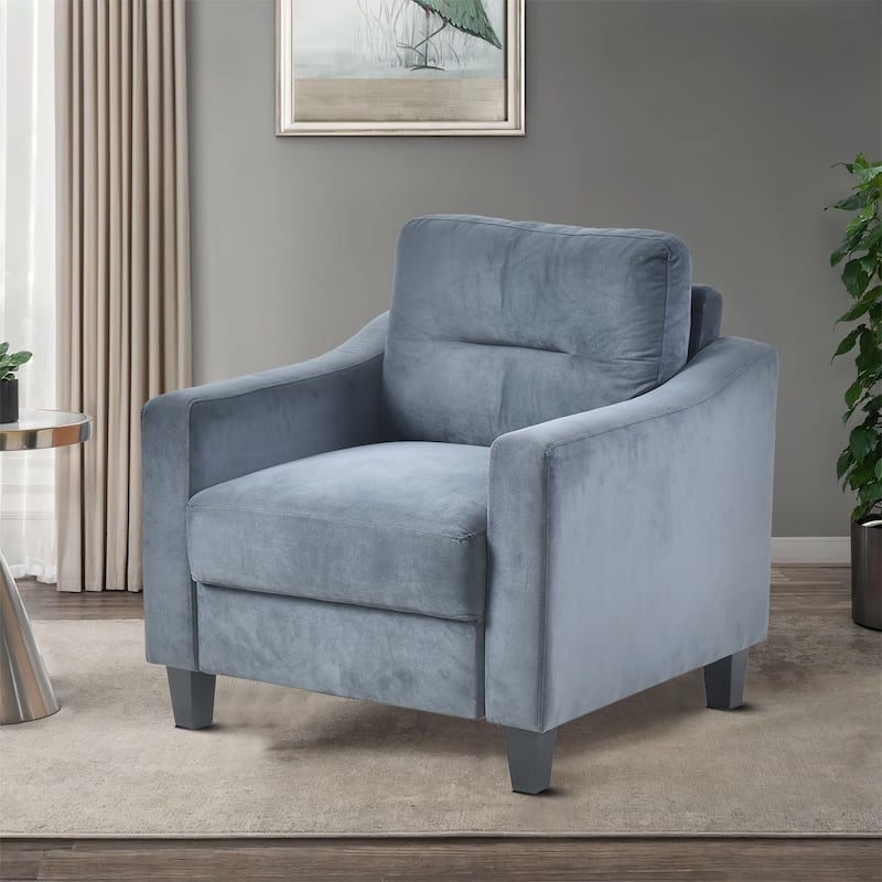 Modern Stylish Velvet Upholstered Accent Armchair - Gray