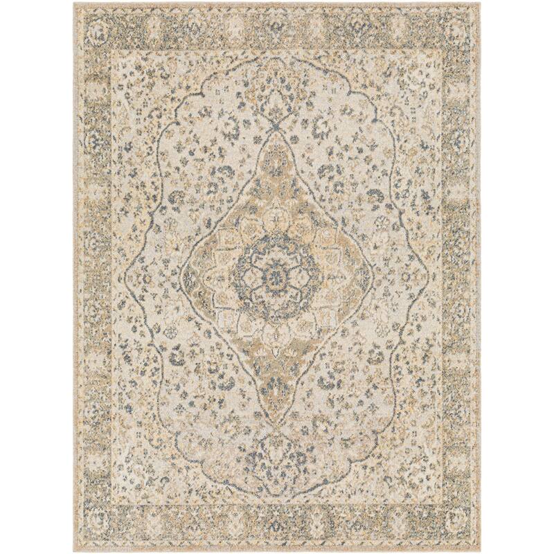 Livabliss Lillian Machine Washable Floral Medallion Area Rug