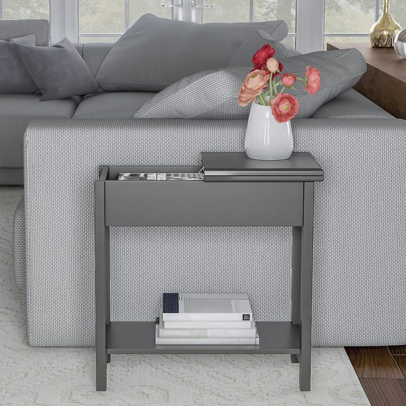 Hastings Home Flip Top End Table with Storage - 22.75” x 11” x 24”