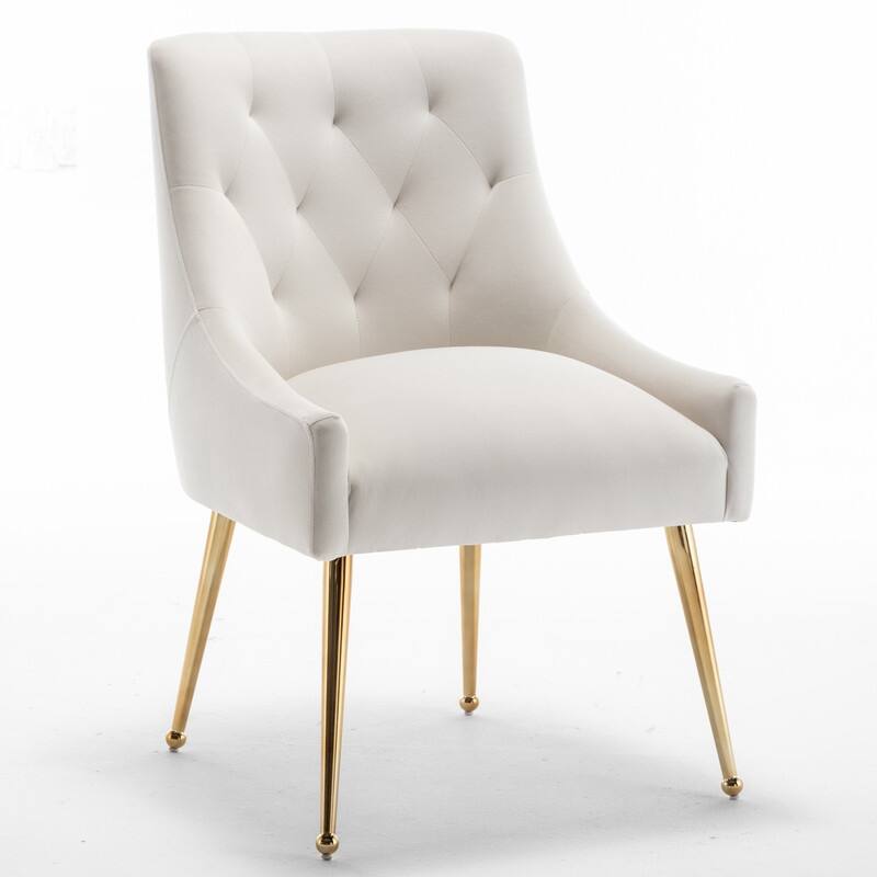 SEYNAR Modern Velvet Dining Chairs Set of 4, Upholstered Accent Chair Tufted Back Armless Chair with Back Pull