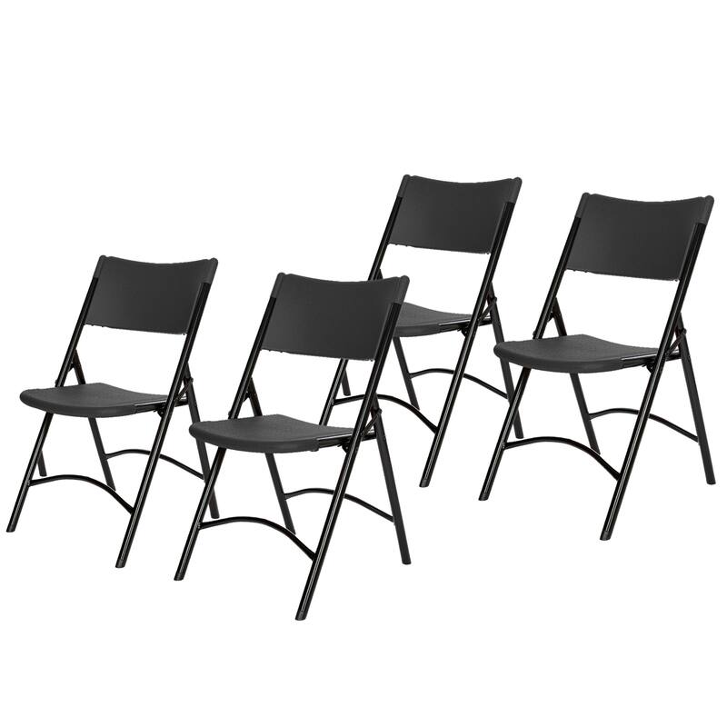 Hampden Furnishings Gwyneth Collection Resin Folding Chair, Pack of 4 - Black