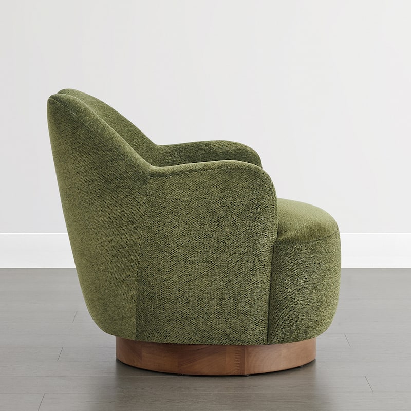 Spruce & Spring Modern Upholstered Swivel Accent Chair with Wood Base