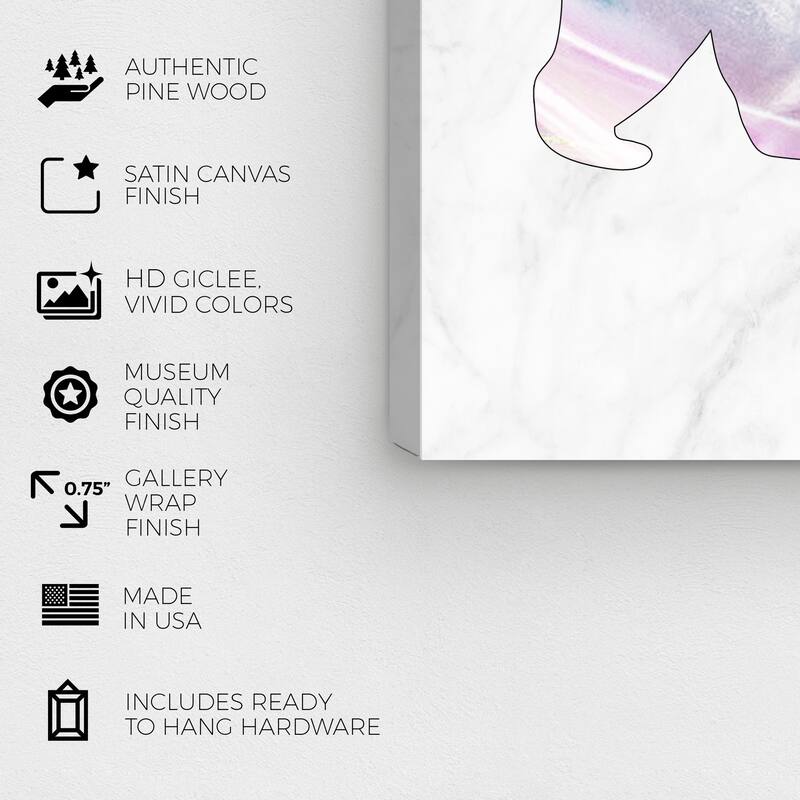 Wynwood Studio Canvas Animals Bear Holo and Marble White and Metallic Pink Modern & Contemporary Wall Art Canvas Print