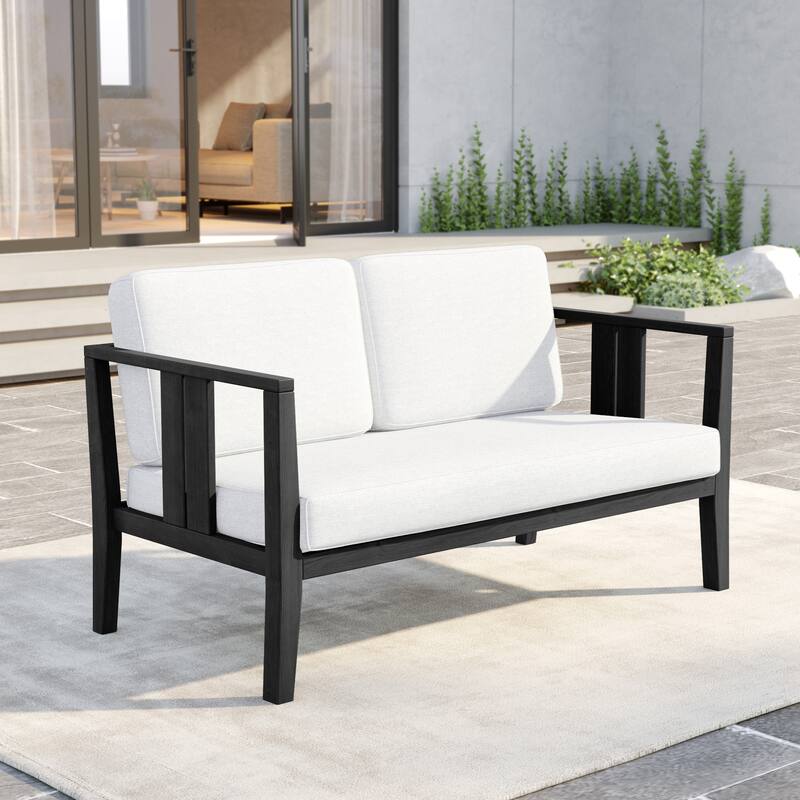 Outdoor Teak Solid Wood Patio Furniture Set Loveseat Armchair Table Collection