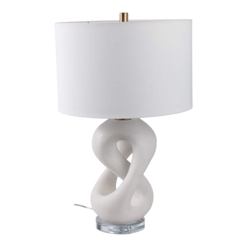 Stone Modern Table Lamp with Sculptural Base Fabric Shade - 25" White - 15" x 15" x 25" - 15" x 15" x 25" - White