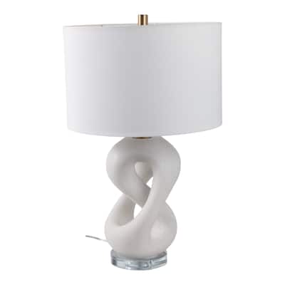 Stone Modern Table Lamp with Sculptural Base Fabric Shade - 25" White - 15" x 15" x 25"