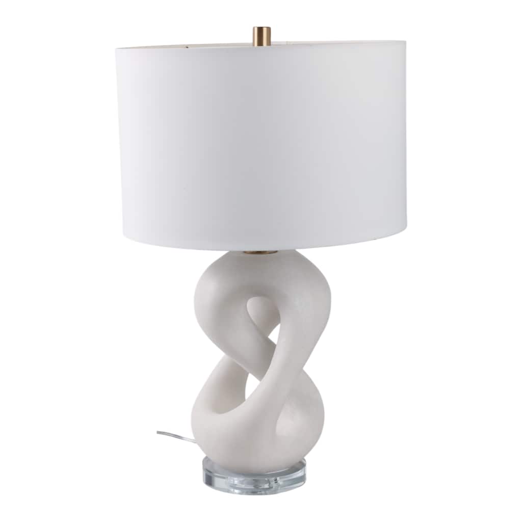 Stone Modern Table Lamp with Sculptural Base Fabric Shade - 25" White - 15" x 15" x 25"