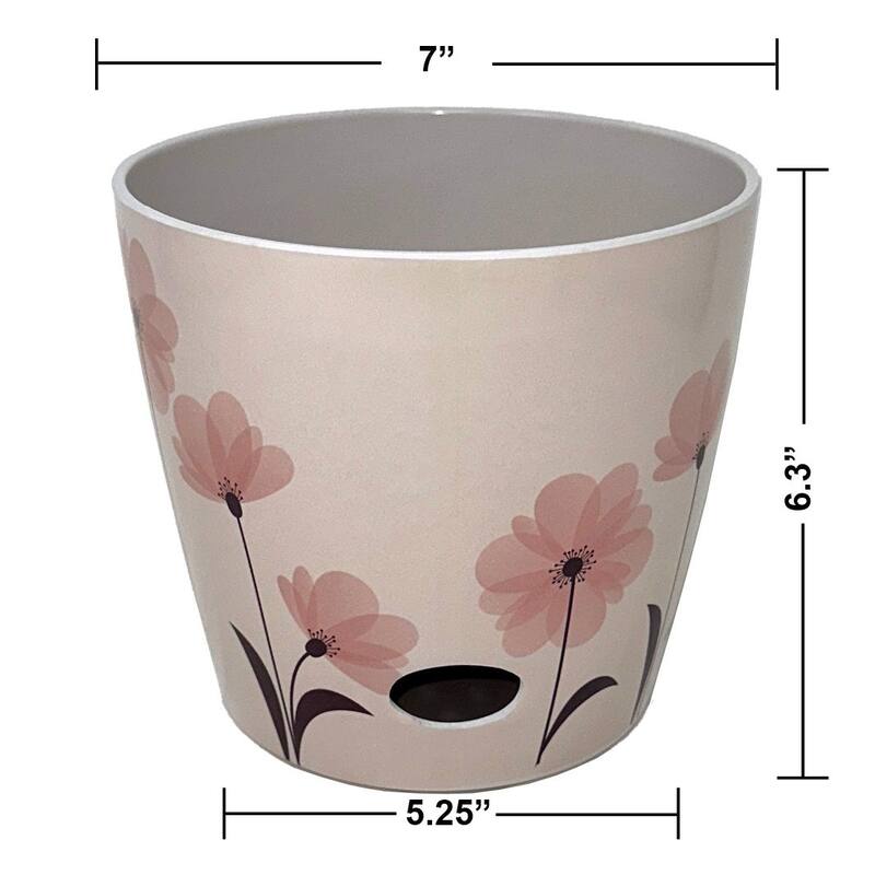 7" Round Self-Watering Indoor/Outdoor Bamboo Pots