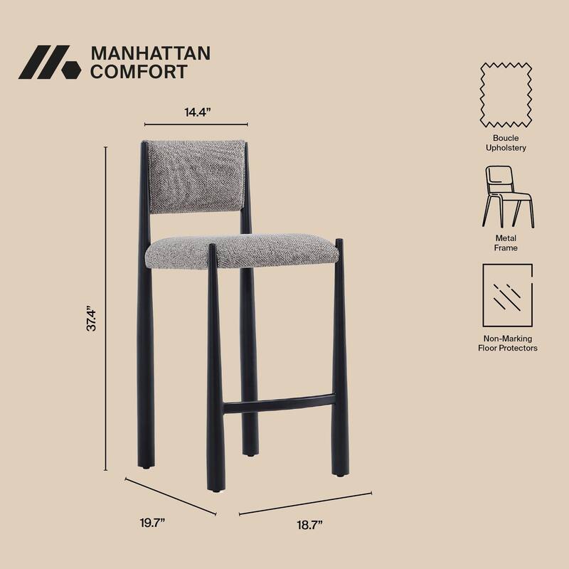 Manhattan Comfort Lennor Metal Boucle Counter Stool