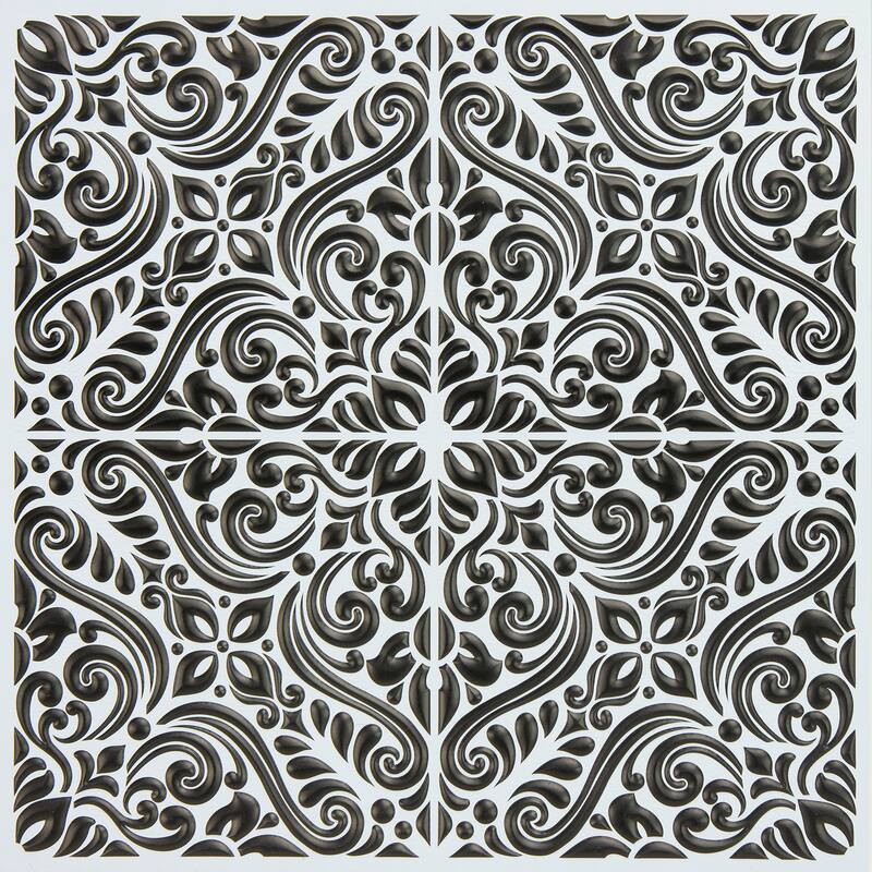 WallPops Dawson Black Embossed Peel and Stick Backsplash Tiles