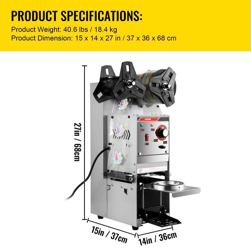 Semi-automatic Cup Sealing Machine with Control Panel for Bubble Milk Tea - 300-500 Cup/h